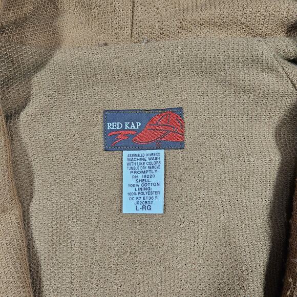 Vintage Red Kap Canvas Jacket Mens Large Hooded Full Zip Workwear Brown Tan Duck - Picture 6 of 13
